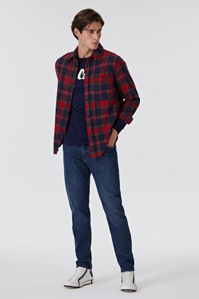 Lee Cooper Abel Men's Woven Long Sleeve Shirt Burgundy