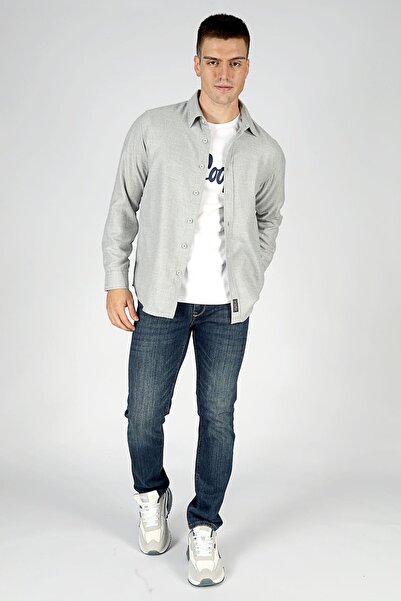 Lee Cooper Frans Erkek Dokuma Uzun Kol Gömlek Gri