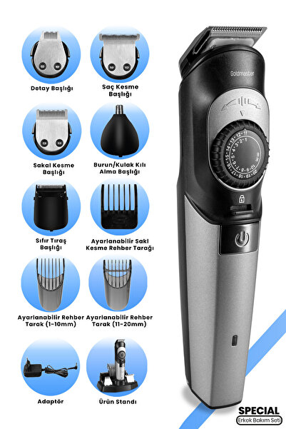 GOLDMASTER Special Paslanmaz Çelik Ayarlanabilir Kadranlı Standlı Erkek Bakım...