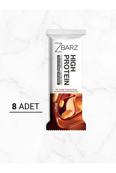 Zbarz Yüksek Proteinli Bar Yer Fıstık & Tuzlu Karamel 35g %35 protein (8 ADET)