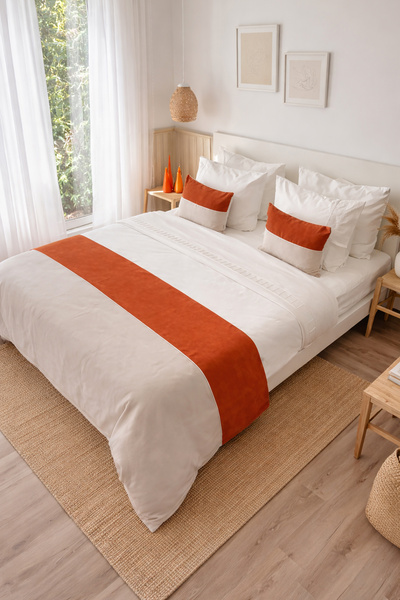 RİTMOHOME Σετ μαξιλαριών κρεβατιού και εσωτερικής γέμισης διπλό κανέλα, πλακά...