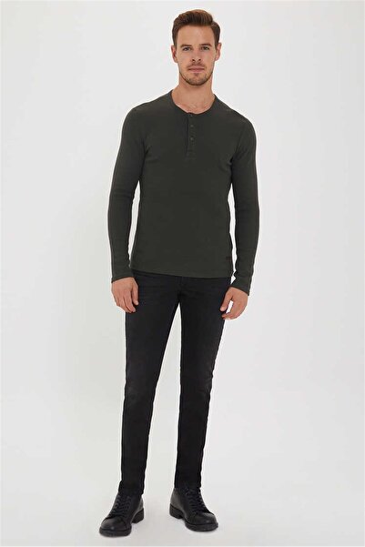 Lee Cooper Newwaffle Erkek %100 Pamuk Patli Sweatshirt Haki