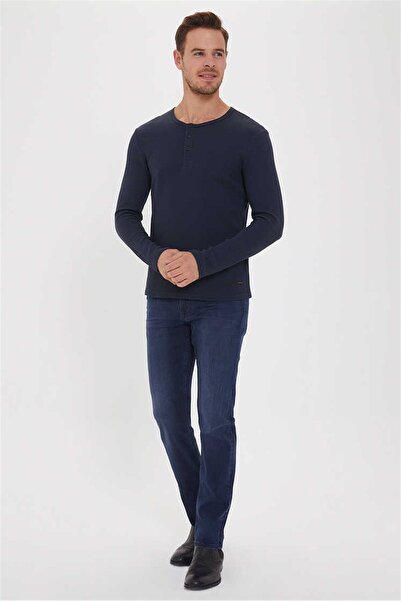 Lee Cooper سويت شيرت رجالي من نيو وافل مصنوع من القطن بنسبة 100% باللون الأزر...