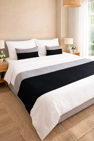 RİTMOHOME طقم وسادة رمي للسرير مع حشوة داخلية، سلسلة فندقية مزدوجة باللون الر...