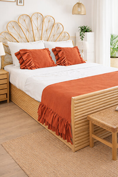 RİTMOHOME Set de lenjerie de pat și perne umplute interioare, cu volane duble...