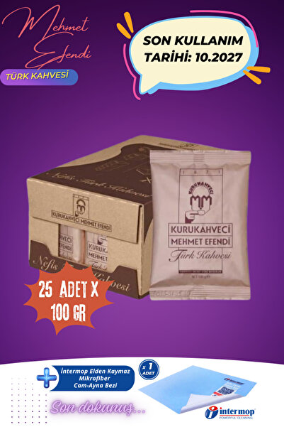 Mehmet Efendi قهوة كوروكاهفيتشي التركية 25 × 100 جرام (SKT:11.2206) مع قماش إ...