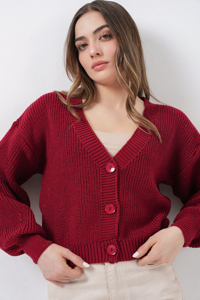 Bigdart Cardigan tricotat pentru femei 15955 - Roșu Claret