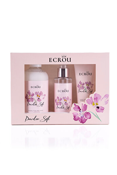 Ecrou Powder Soft Hediye Seti Vücut Spreyi El Kremi Duş Kremi