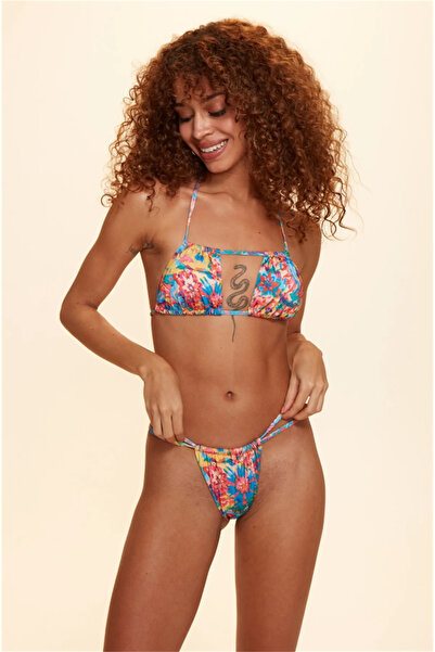 Genel Markalar Coachella Fonksiyonel Straplez Bikini Tek Üst Gökkusağı 229107-D