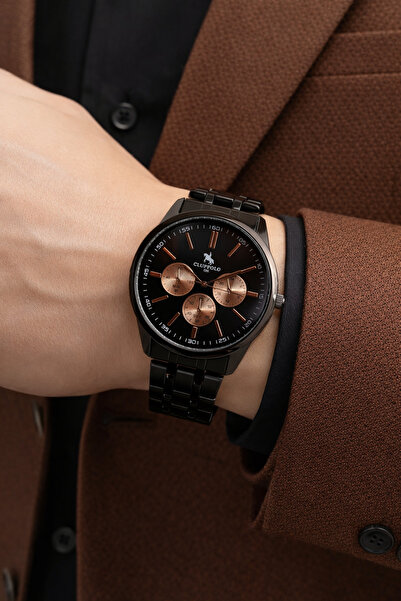 S.POLO Yeni Sezon SİYAH Renk Metal Kordon Erkek Kol Saati siyah akik Bileklik...