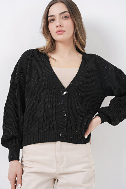 Bigdart Cardigan tricot crop pentru femei 15955 - Negru