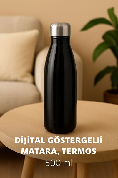 Ecrou Bottle Shape Dijital Göstergeli Termos 500 ml Siyah