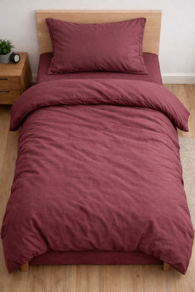 Loova Σεντόνι με λάστιχο τεμάχια Σετ παπλωματοθήκης Μονό μπορντό 100% Βαμβάκι...