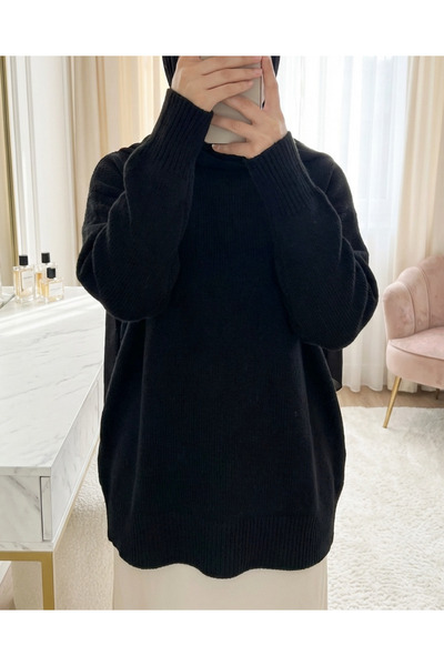 Modamorfo Half-Throat Soft Casual Knit Sweater - Black