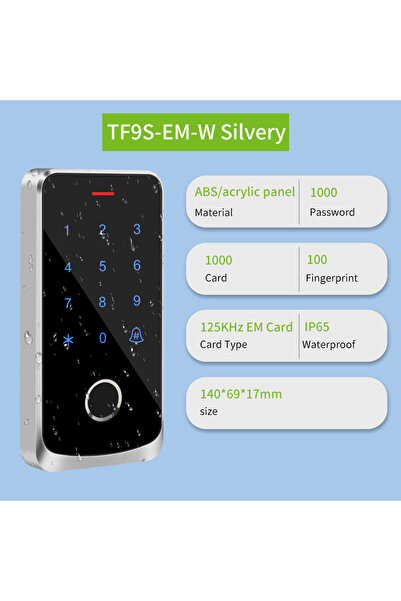 Choice مفتاح قفل ببصمة الإصبع TF9S-EM-silver للتحكم في الوصول، لوحة مفاتيح ذك...