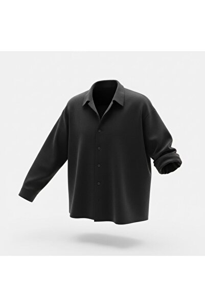 blayn jeans Ανδρικό μακρυμάνικο πουκάμισο με εφέ λινό oversized κομμάτια