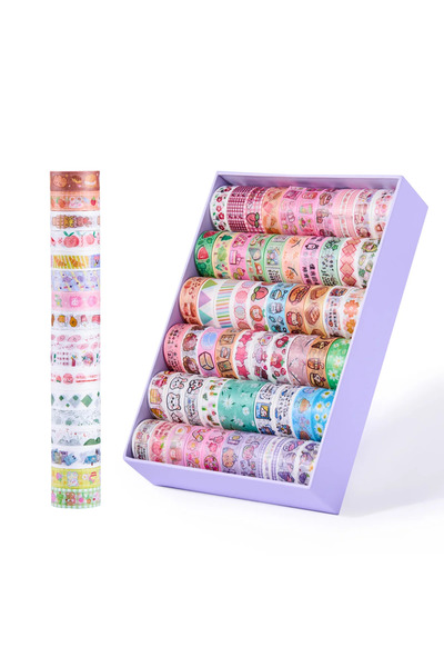 Choice مجموعة 60 لفة من شريط واشي كرتوني كاواي، 60 قطعة، شريط لاصق مزخرف، مثا...