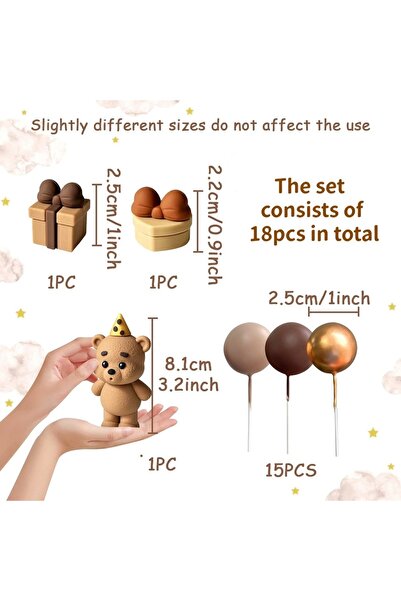 Choice1 زينة كعكة على شكل دب بني داكن من لافينتي، غطاء كعكة لحفل استقبال الطف...