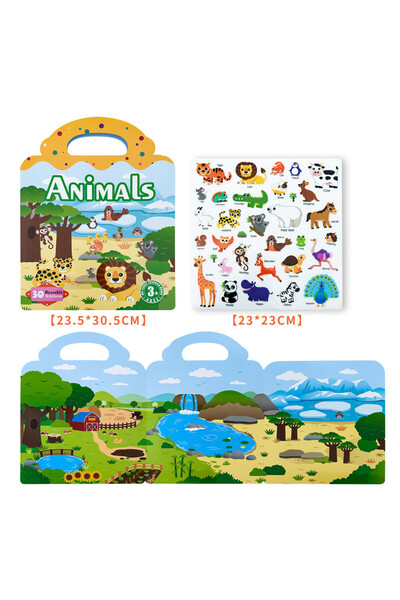 Choice كتاب ملصقات بني قابل لإعادة الاستخدام، مشهد تعليمي مبكر، لعبة ألغاز يم...