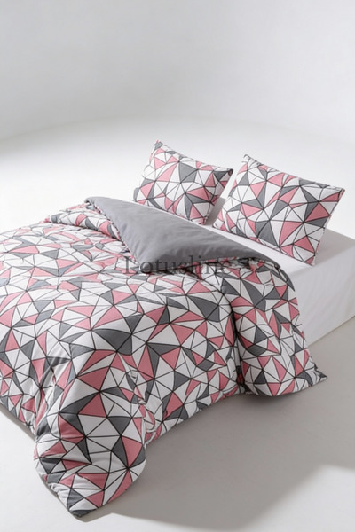 Lotusline Set cuvertură de pilota dublă geometrică - Set reversibil 1. Țesătu...