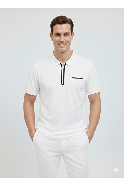 Jack & Jones Ανδρικό μπλουζάκι JCOFUSION Pique White Polo Neck