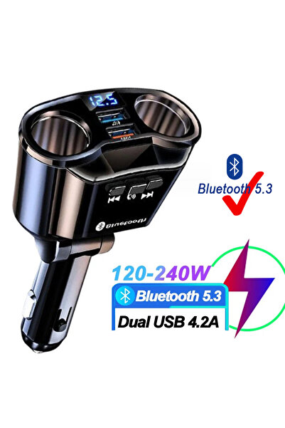 Choice شاحن سيارة بمنفذي USB مزدوجين مع بلوتوث، يُوصل بمقبس ولاعة السجائر، يد...