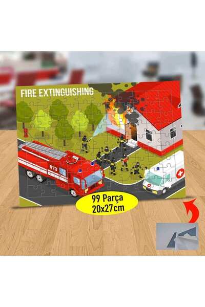 Genel Markalar Yangın Söndüren İtfaiye 99 Parça Puzzle Yapboz Tablo-1284-15991