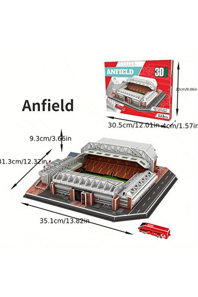 Choice 03 أنفيلد: نموذج ثلاثي الأبعاد كبير لملعب كرة القدم مصنوع من الورق، مث...