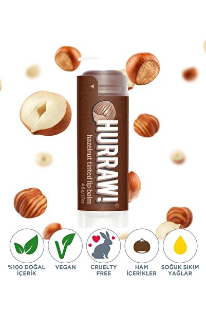 Hurraw Hazelnut Tinted Renkli Dudak Balmı Fındık 4.8 G