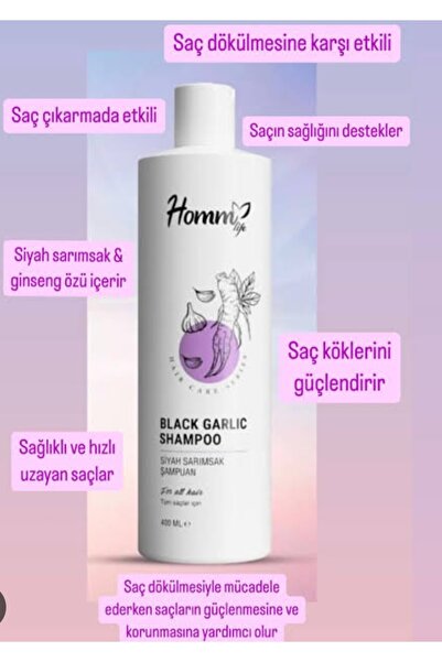 Homm Bitkisel Dökülme Önleyici Homm Life Siyah Sarımsak Şampuan 400 ml