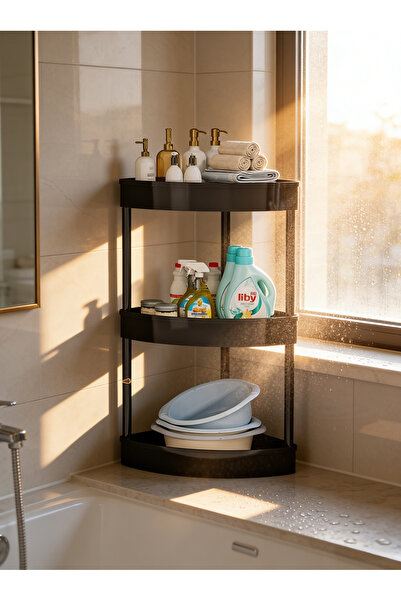 Leon Lifestyle 3-Tier Corner Shelf Organizer for Bathroom and Kitchen with Wh...