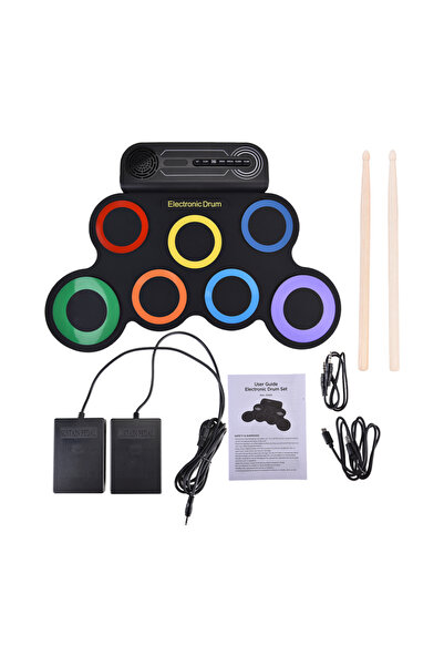 Choice Multicolor Electronic Drum Set with Speaker Hand Roll Drum Set 7 Pads ...