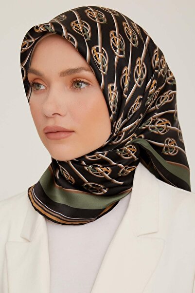 Armine Eșarfă de mătase Nostalgia - 8822-35 Twill negru verde