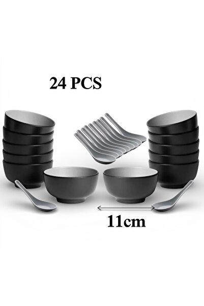 LANDREEN زبادي شوربة مع ملاعق ميلامين مقاس 11 سم 12 اشخاص