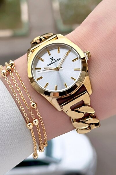 Daniel Klein Chained Cord Dial Silver Color Women's Wristwatch and Bracelet