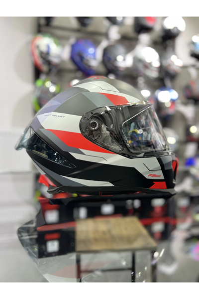 Sway 865 Kırmızı Siyah Kapalı Kask Güneş Vizörlü