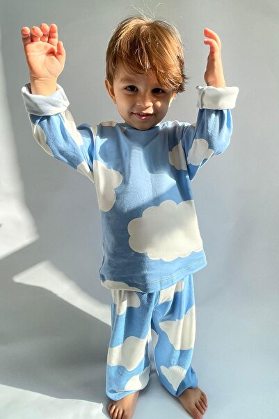 Breeze Boy's Pajama Set Cloud Patterned 1-3 Years Old, Blue