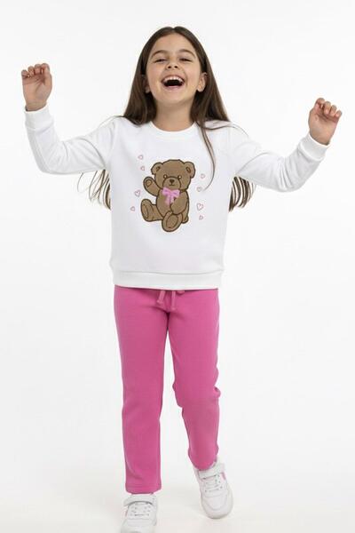 Breeze Girl's Tracksuit Set Love Themed Happy Teddy Bear Embroidered 3-7 Year...