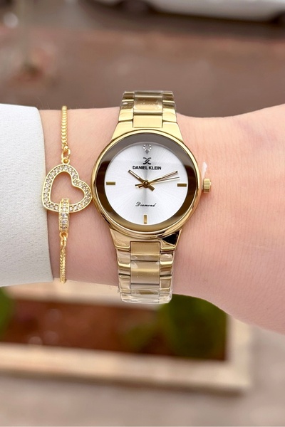 Daniel Klein Pırlantalı Sarı Renk 30 mm 24 Ay Garantili Kadın Kol Saati ve Bi...