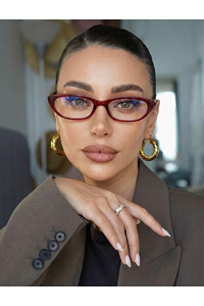 LOOKUP نظارات واقية من الضوء الأزرق للنساء، نظارات عين القطة باللون الأحمر ال...