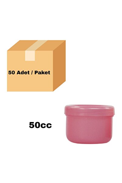 labbakkal Numune Kabı 50 ml - Vida Kapaklı Pembe Plastik Pomad Kutusu 50 Adet