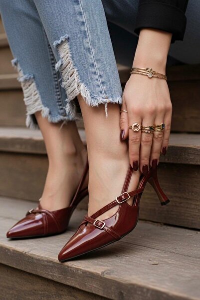 marinarosse Women's Esten Claret Red Patent Leather Classic Heeled Shoes