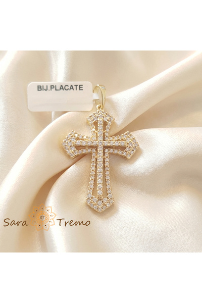 SaraTremo Επιχρυσωμένο μενταγιόν "Σταυρός της Ειρήνης"