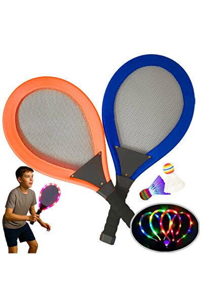 RCO Set Rachete cu LED-uri colorate de Badminton/Tenis, Portocaliu/Albastru
