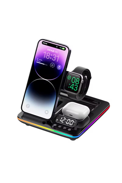 OEM Statie incarcare wireless smartphone, smartwatch, AirPods/Pro, casti, 5 in 1