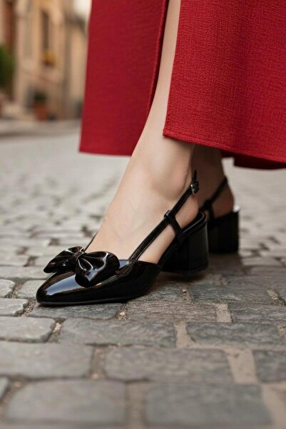 marinarosse Women's Jade Black Patent Leather Classic Heeled Shoes