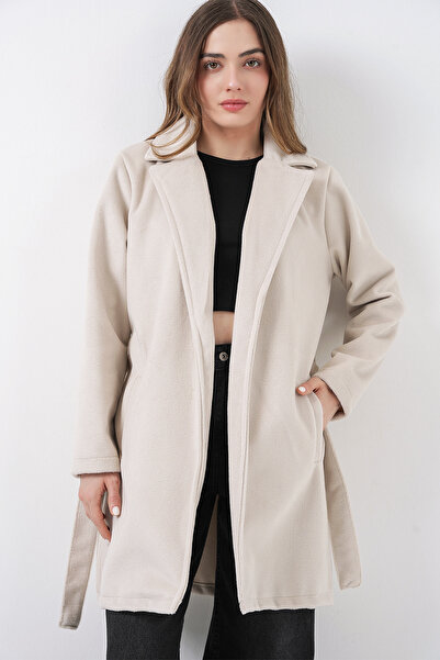 Bigdart Women's Belted Coat 9171 - Ecru