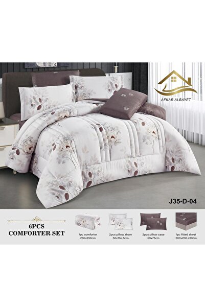 Afkar Albayet 6-piece summer double bed sheet, embroidered with microfiber