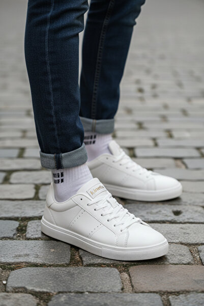 Kinetix Coo Anatomical Sole Leather Men's Sneakers Sports Shoes White