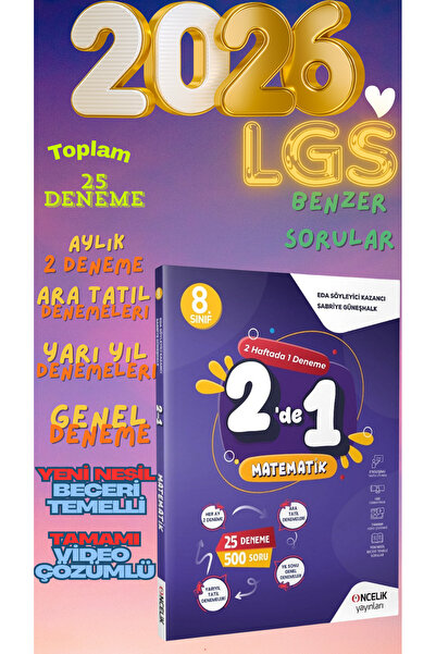Öncelik Yayınları 2026 Lgs 8. Sınıf Matematik 2 de 1-Aylık 2 Deneme 18 Sarmal...